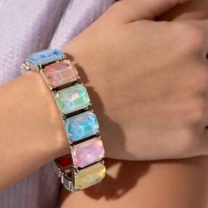 Multicolor Opal Glass Link Bracelet - Women Jewelry